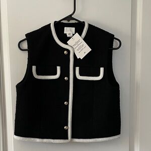 H&M Black Vest with White Trim and Gold Buttons